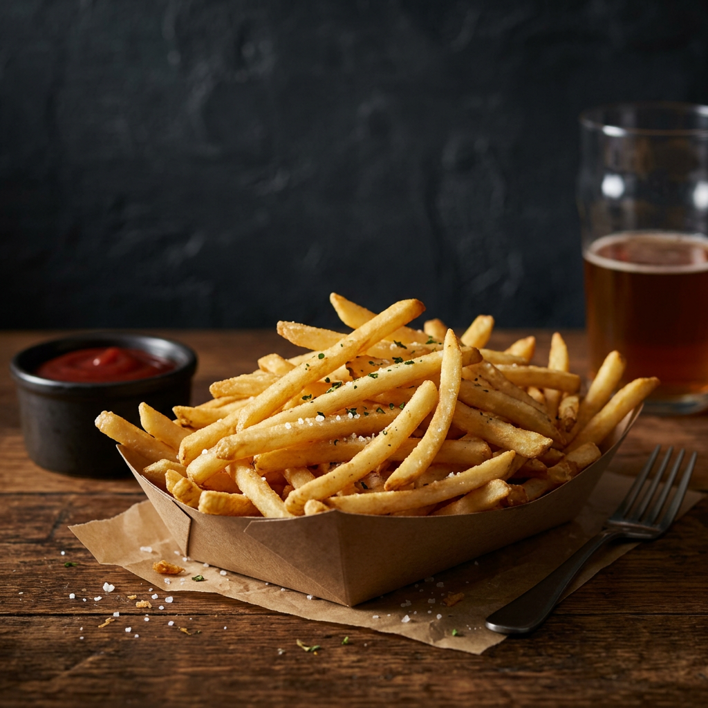 Knusprige Süßkartoffel-Fries als Beilage bei Smash House